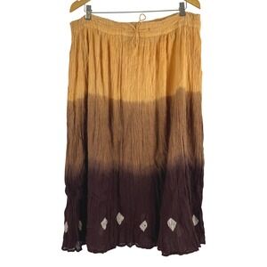 Shanti India Cotton Crinkle Gauze Ombre Boho Midi Skirt Yellow Brown Purple 12
